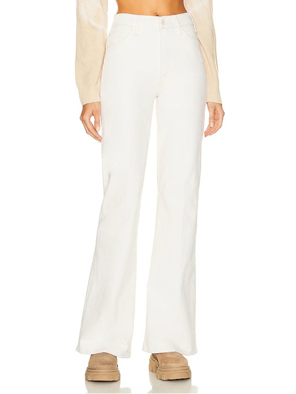 MOTHER The Hustler Roller Heel Jeans in Act Natural White 24